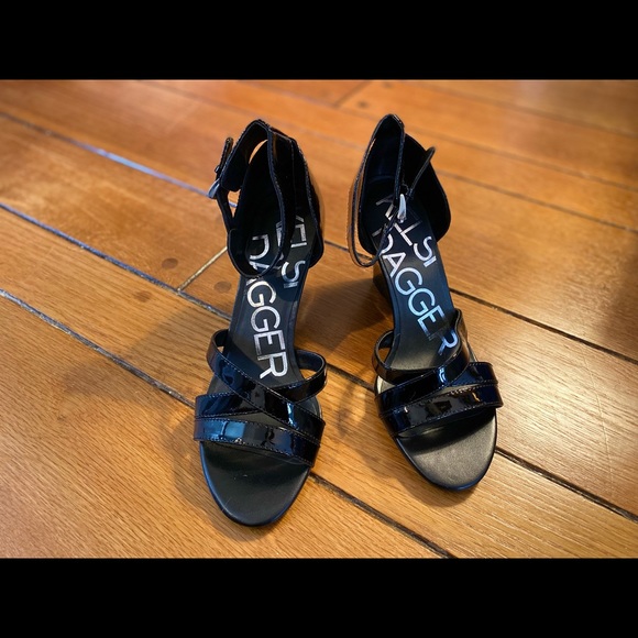 Brand New Kelsi Dagger Black Wedge Sandal 8.5 - Picture 2 of 9